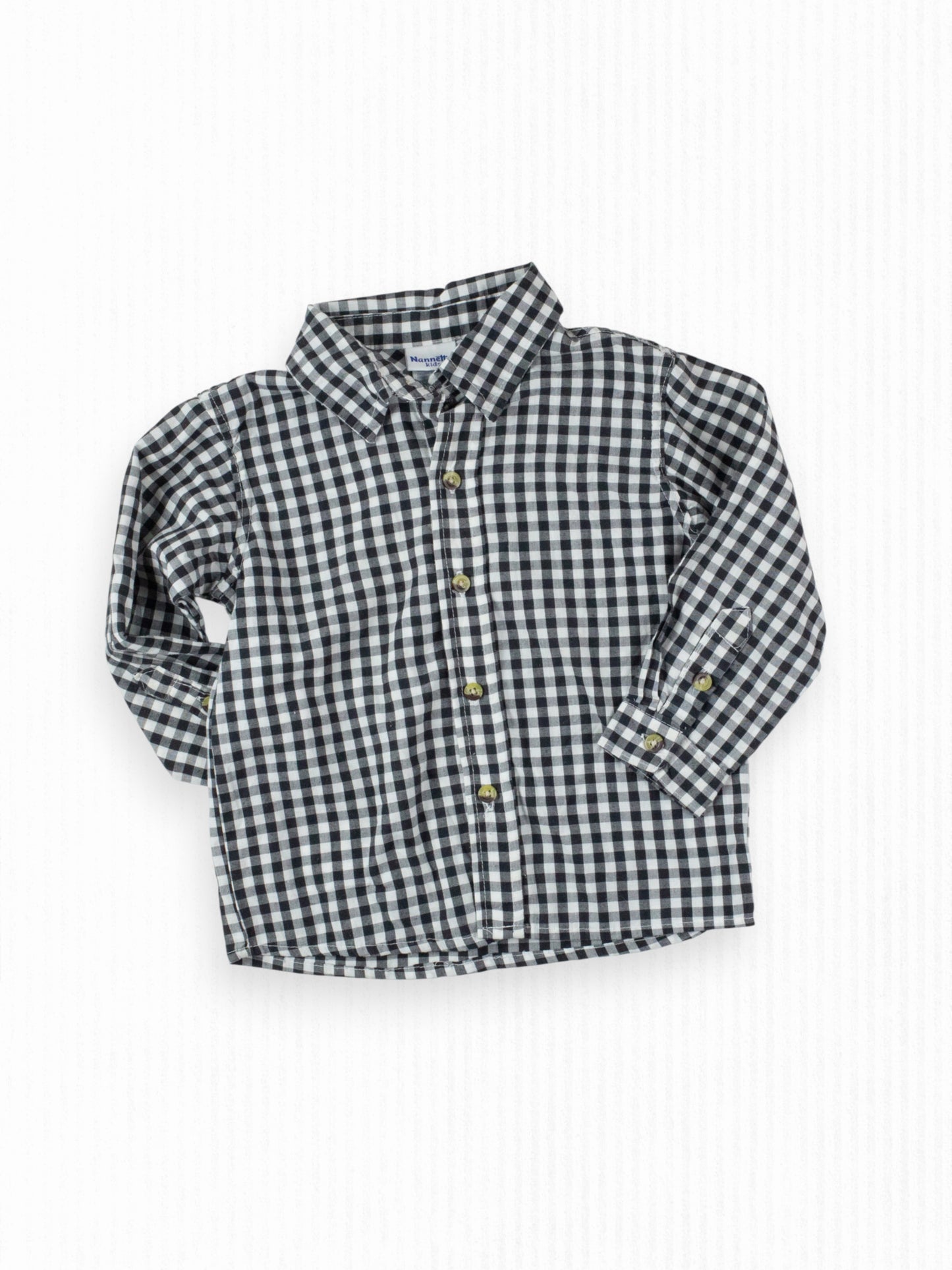 BLACK & WHITE WESTERN BUTTON-UP - 4T