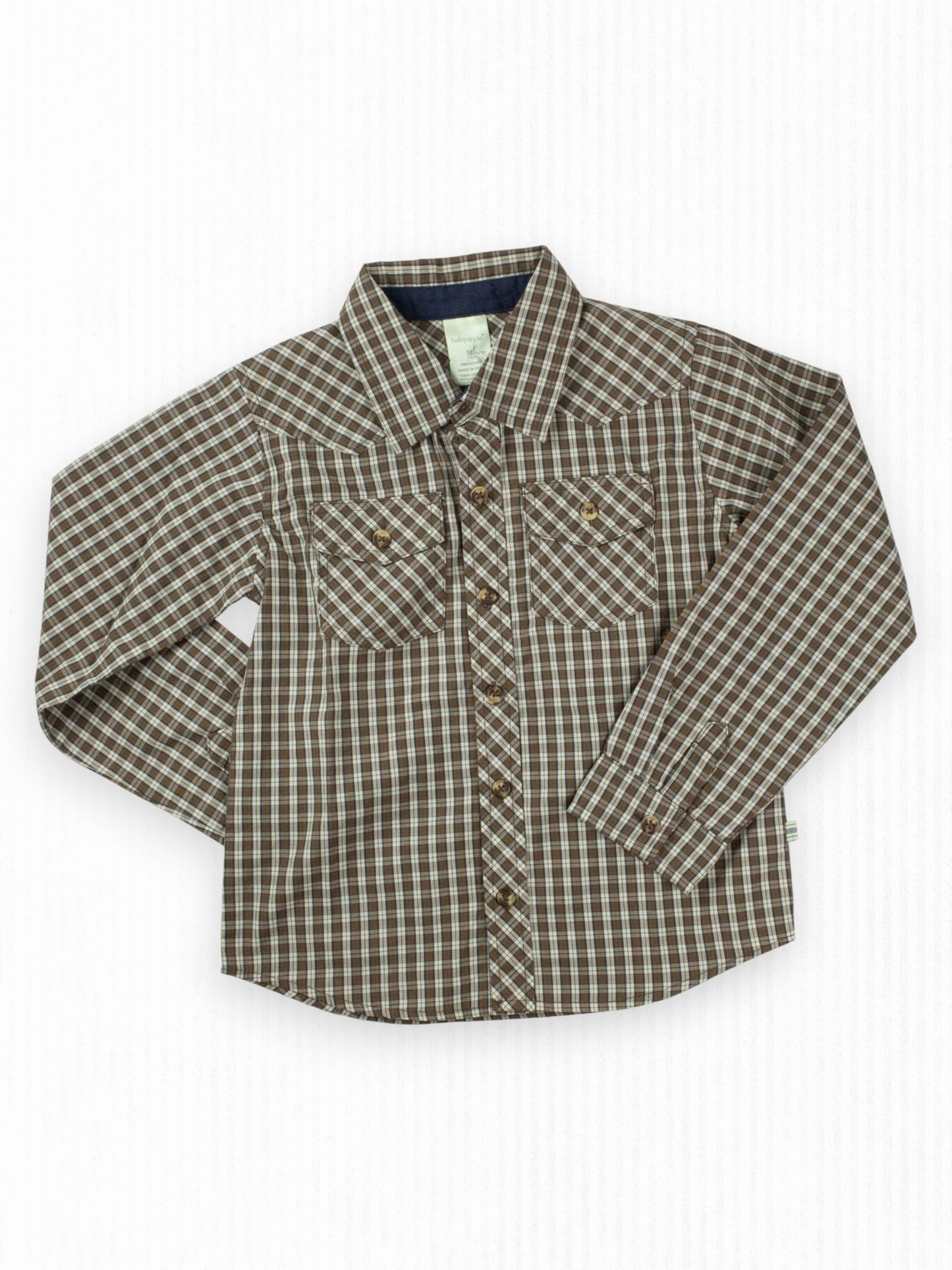 BROWN WESTERN BUTTON-UP - 5T