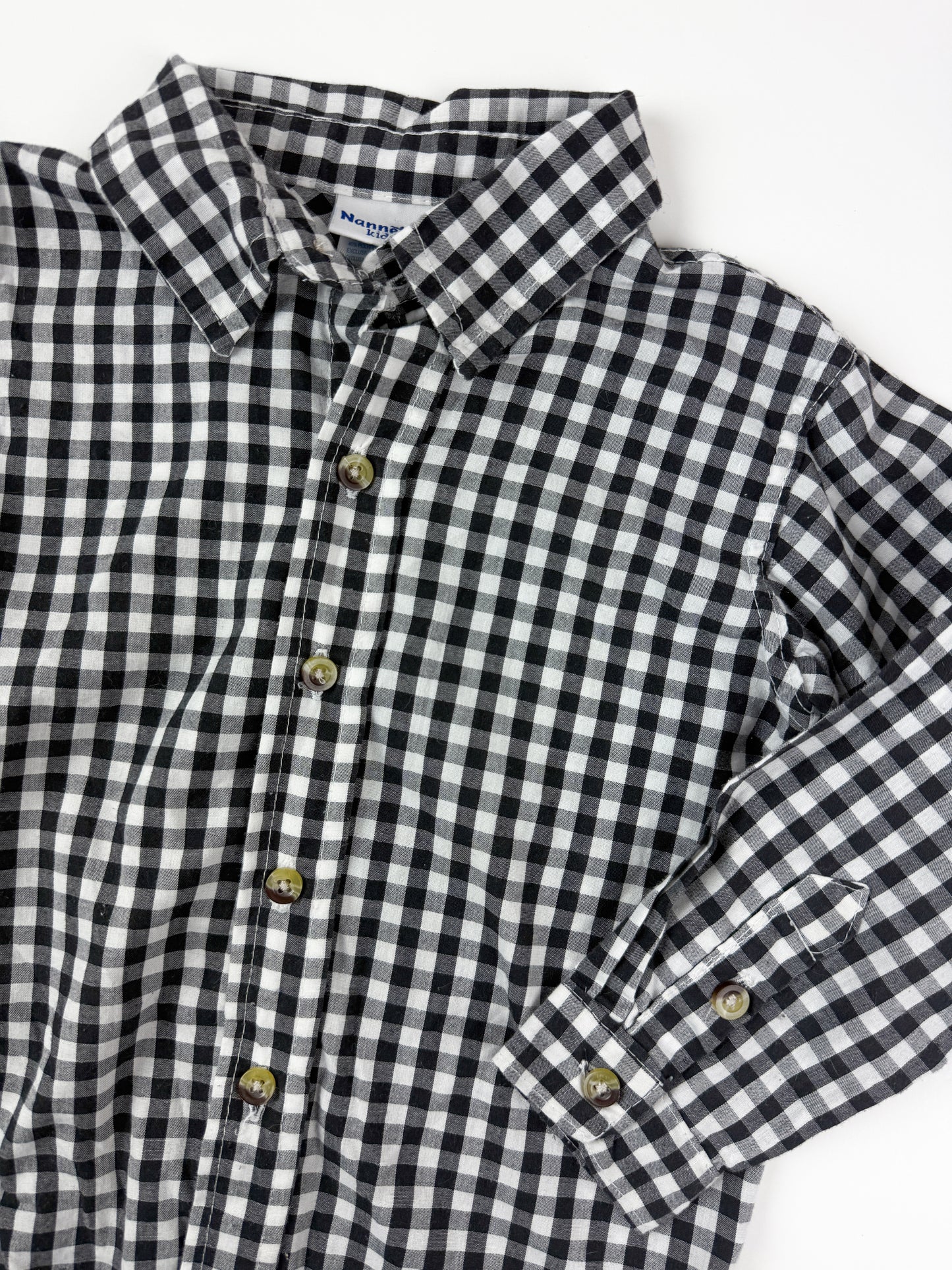 BLACK & WHITE WESTERN BUTTON-UP - 4T