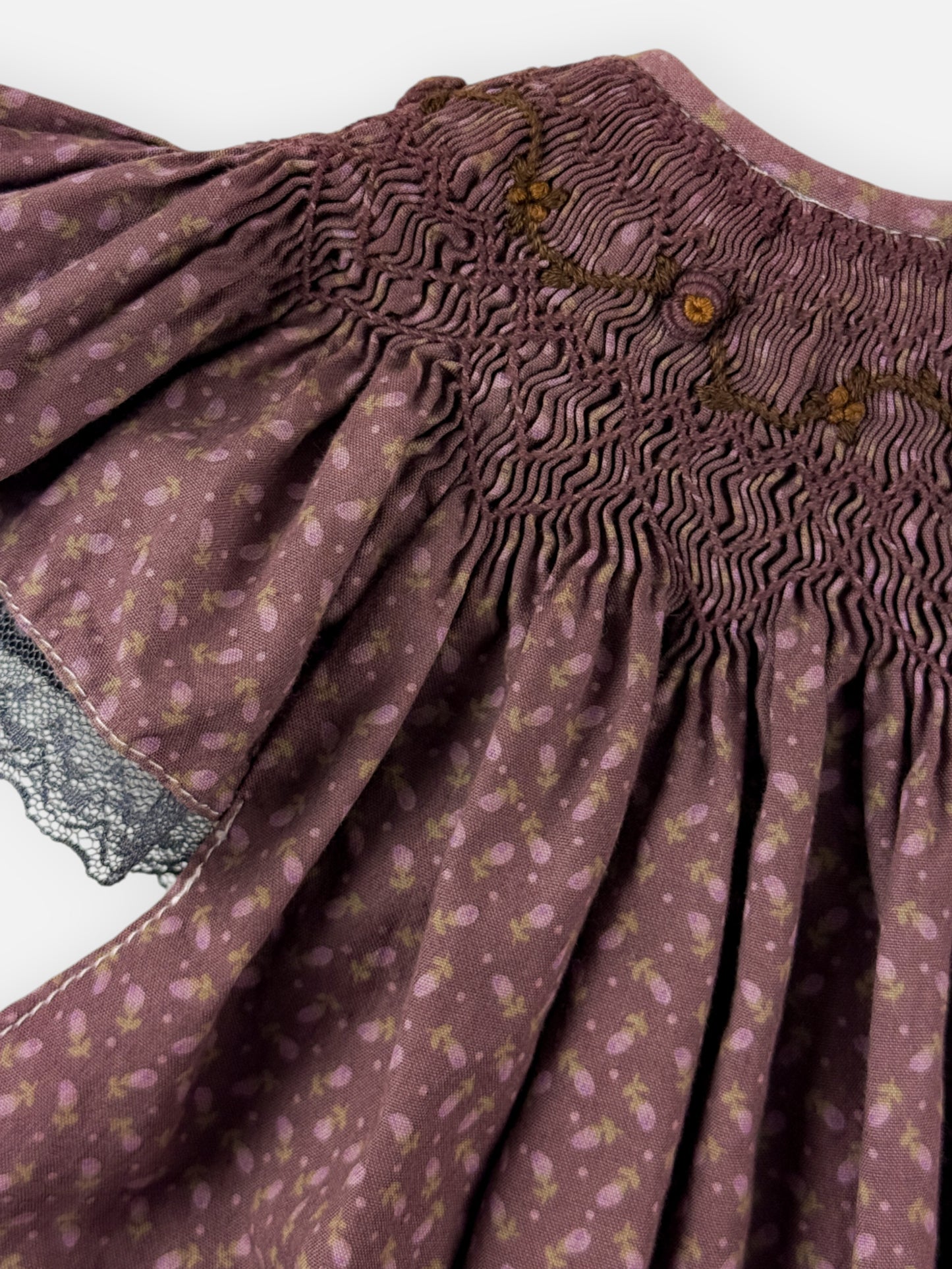 VINTAGE MAROON OVERDYE SMOCKED DRESS - 18M