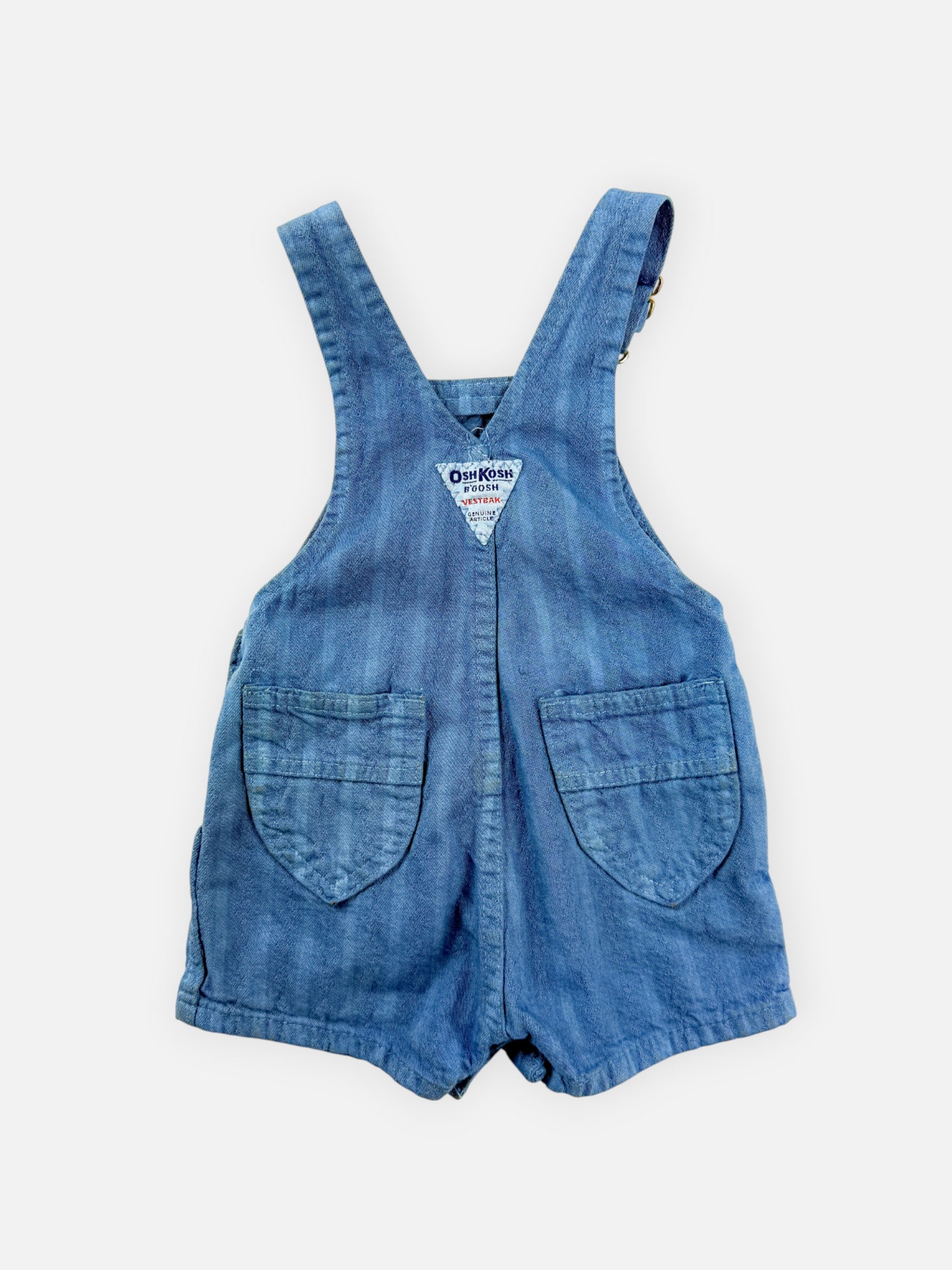 VINTAGE OSHKOSH OVERYDE PAPER TAG SHORTALLS - 12M
