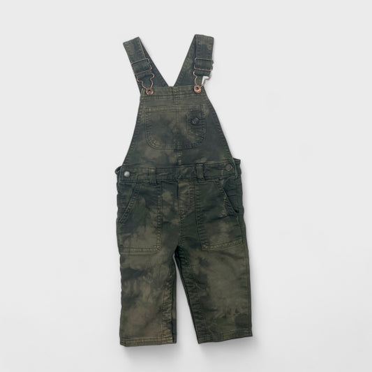 FOREST GREEN TIE-DYE OVERALLS - 18M