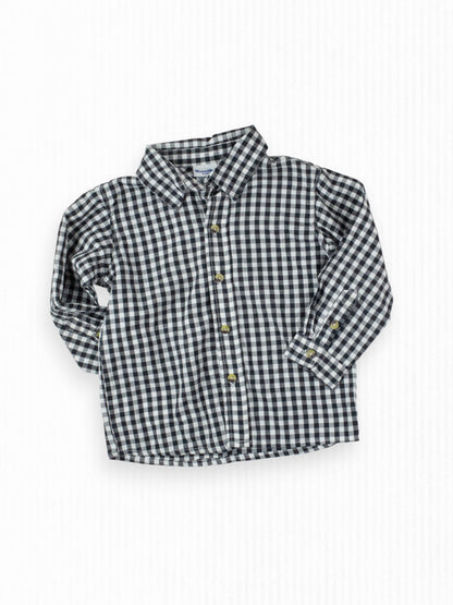 BLACK & WHITE WESTERN BUTTON-UP - 4T