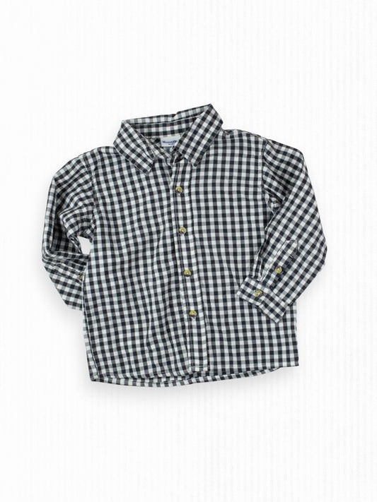 BLACK & WHITE WESTERN BUTTON-UP - 4T