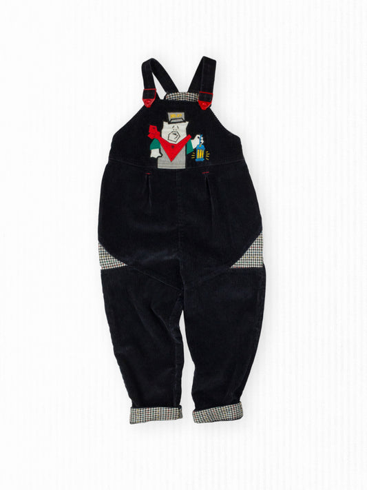 VINTAGE CORDUROY BEAR OVERALLS - 4T