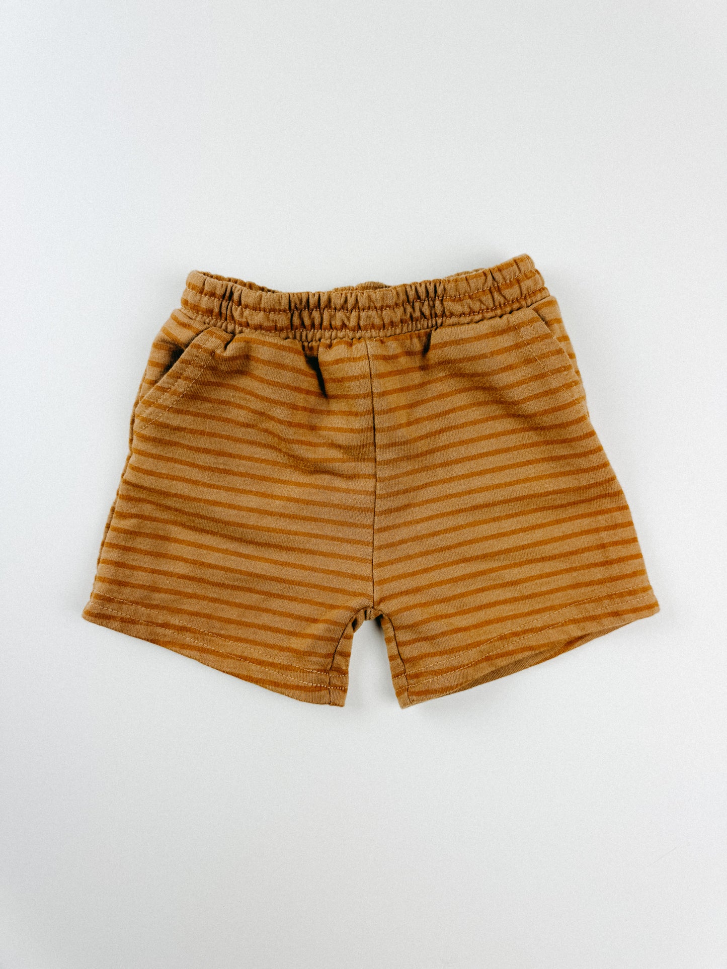 RUSTY BROWN STRIPE SHORTS - 6M