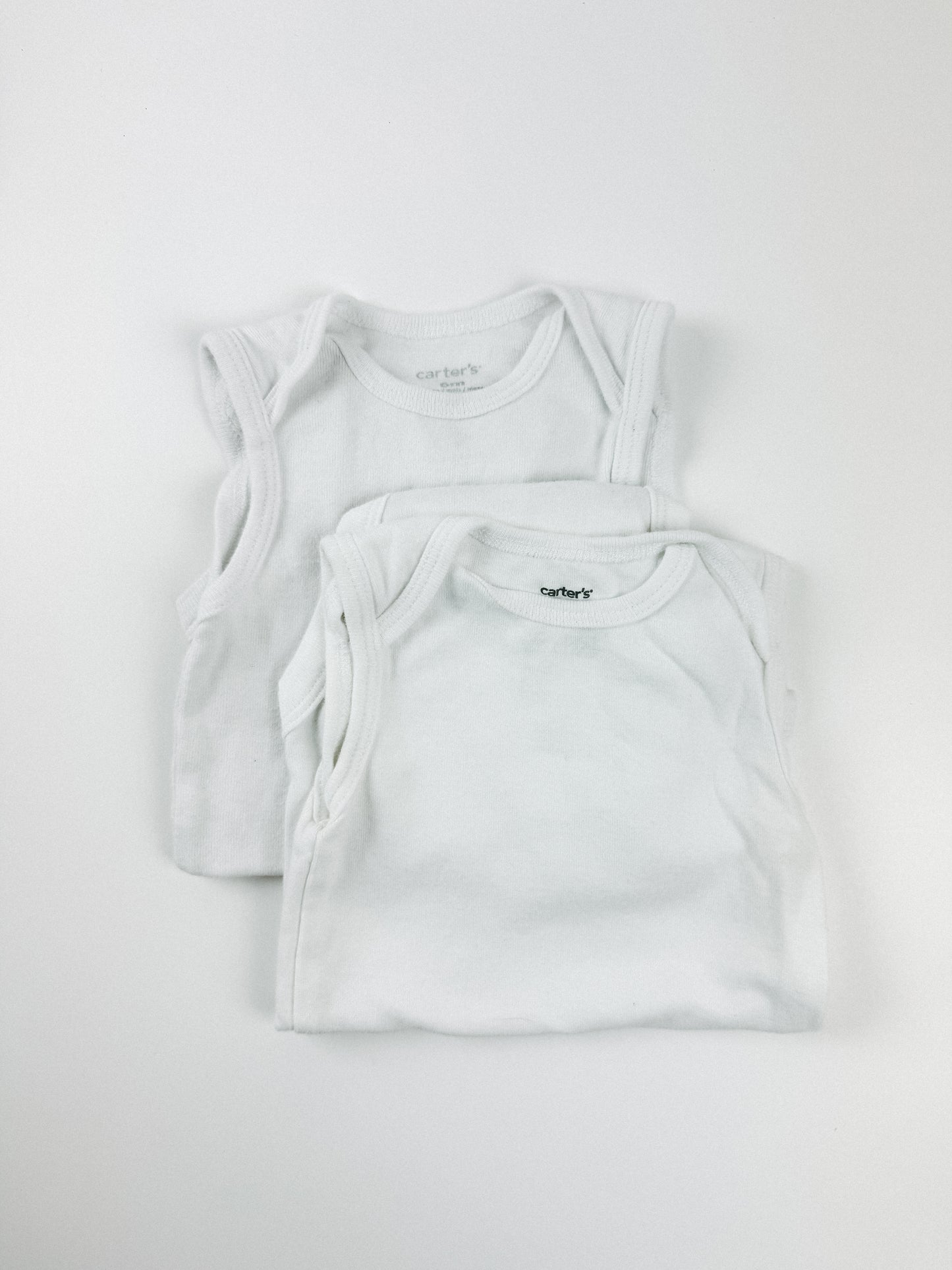 WHITE TANK ONESIES - 6M