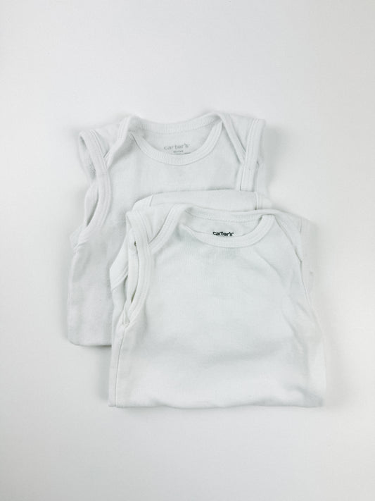 WHITE TANK ONESIES - 6M