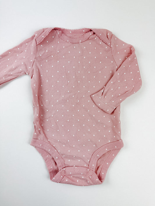PINK POLKADOT ONESIE - 6M