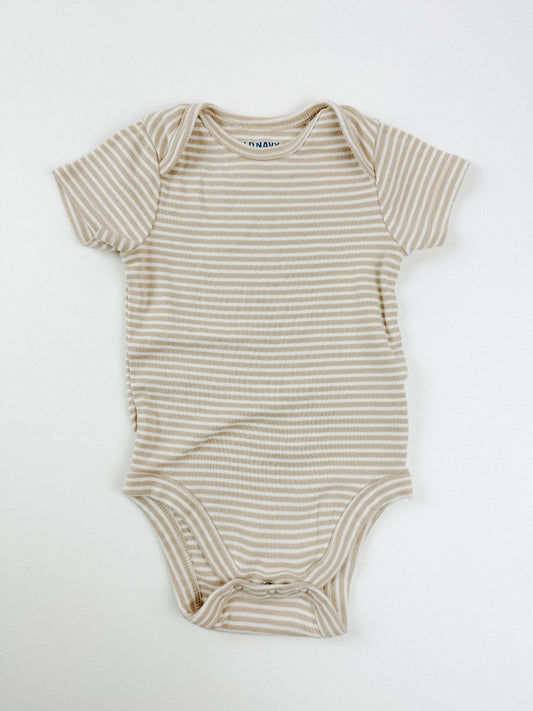 TAN STRIPE ONESIE - 12M
