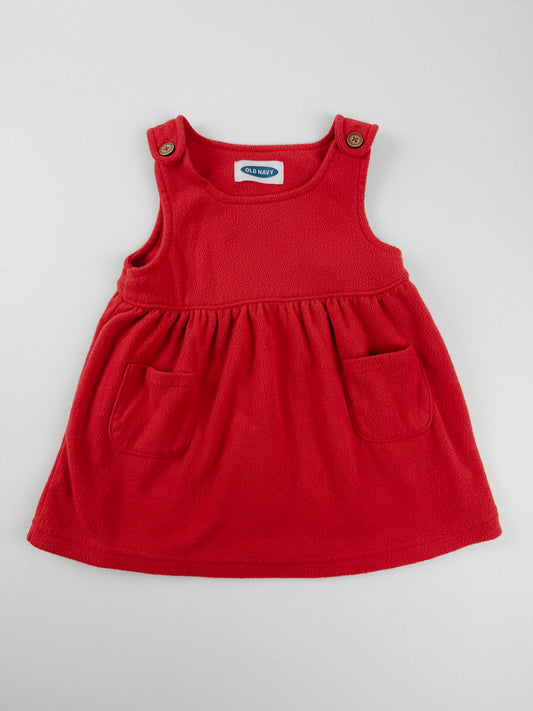 RED FLEECE DRESS - 18M