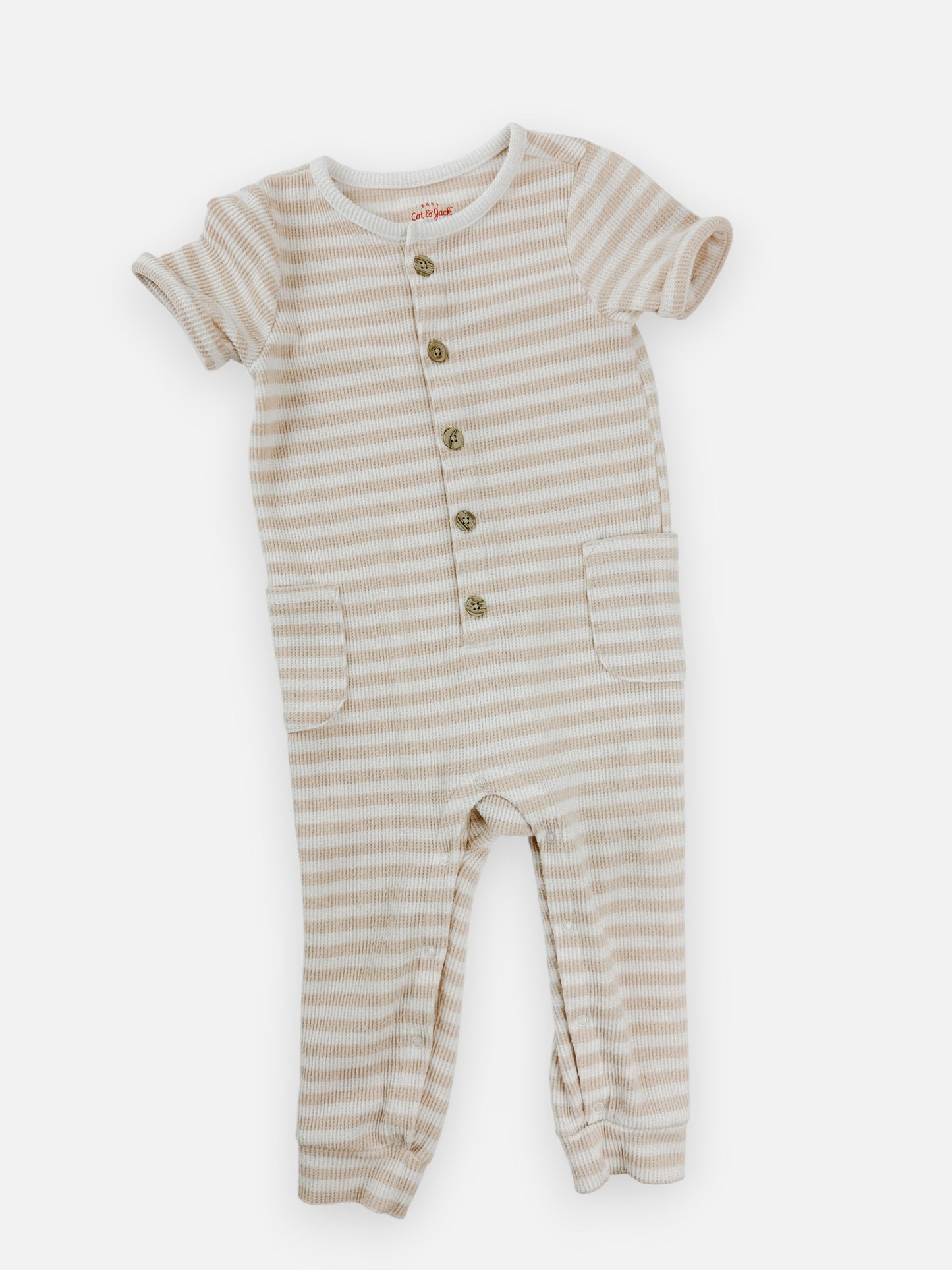 STRIPE WAFFLE ROMPER - 18M