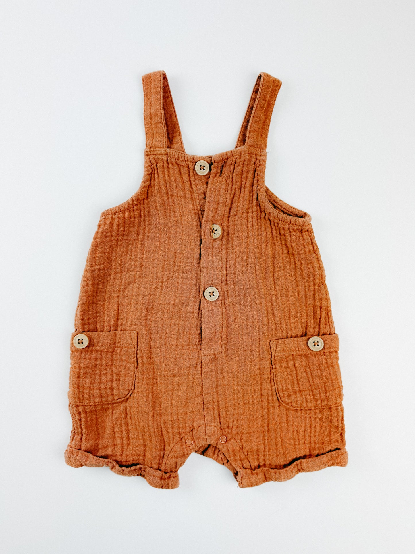 RUSTY GAUZE OVERALLS - 12M