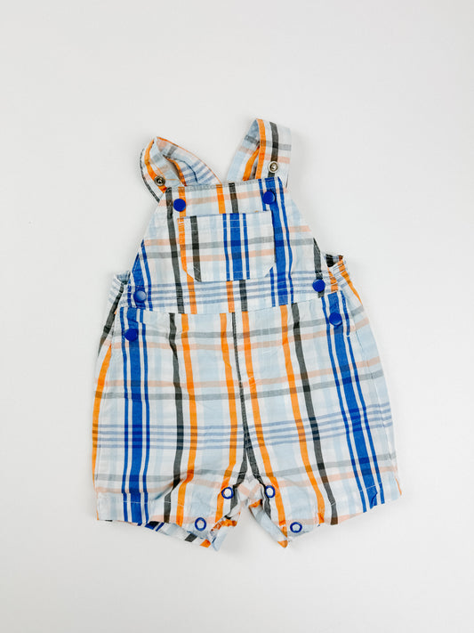 PLAID BABY OVERALLS - NB