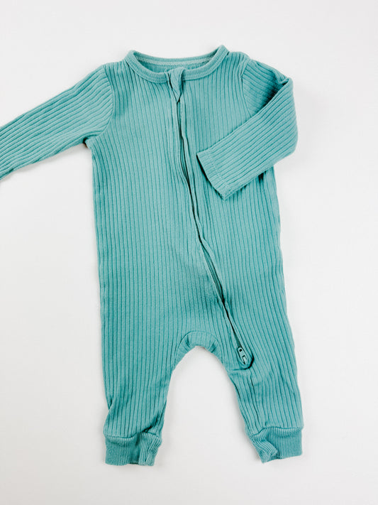 TEAL RIBBED SLEEPER - 3M