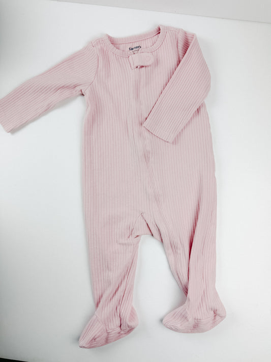 PINK RIBBED SLEEPER - 9M