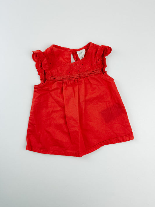 RED BABY TOP - 6M