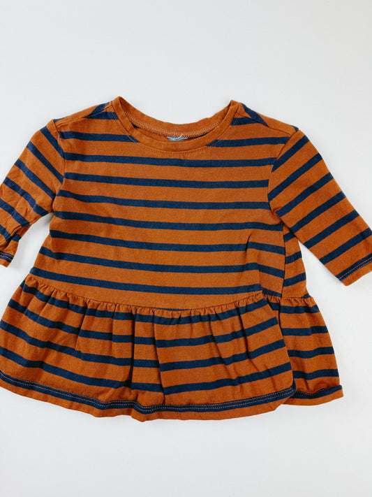 RUST + NAVY BABY TOP - 6M