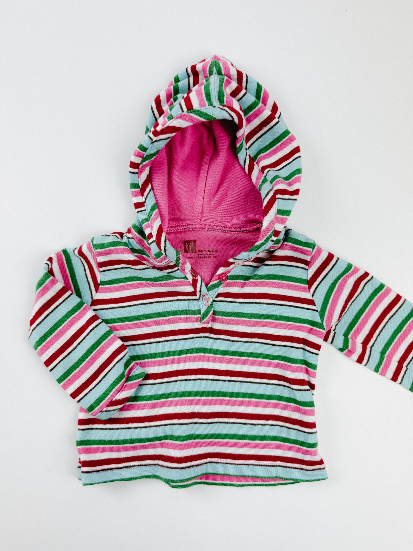 STRIPED HOODIE TOP - 6M