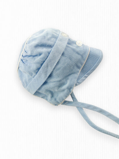 VINTAGE BABY BLUE CORDUROY BONNET
