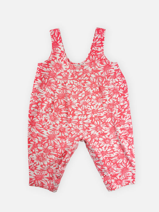 VINTAGE CORAL FLORAL ROMPER - 2T