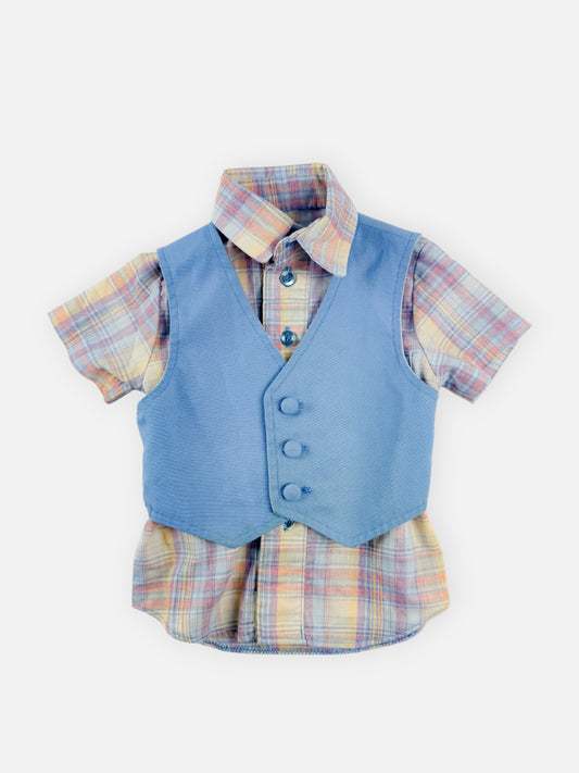 VINTAGE PASTEL TOP + VEST SET - 3T