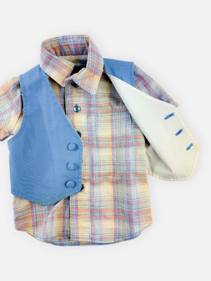 VINTAGE PASTEL TOP + VEST SET - 3T