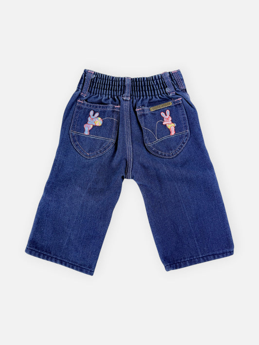 VINTAGE EMBROIDERED BUNNY JEANS - 12M