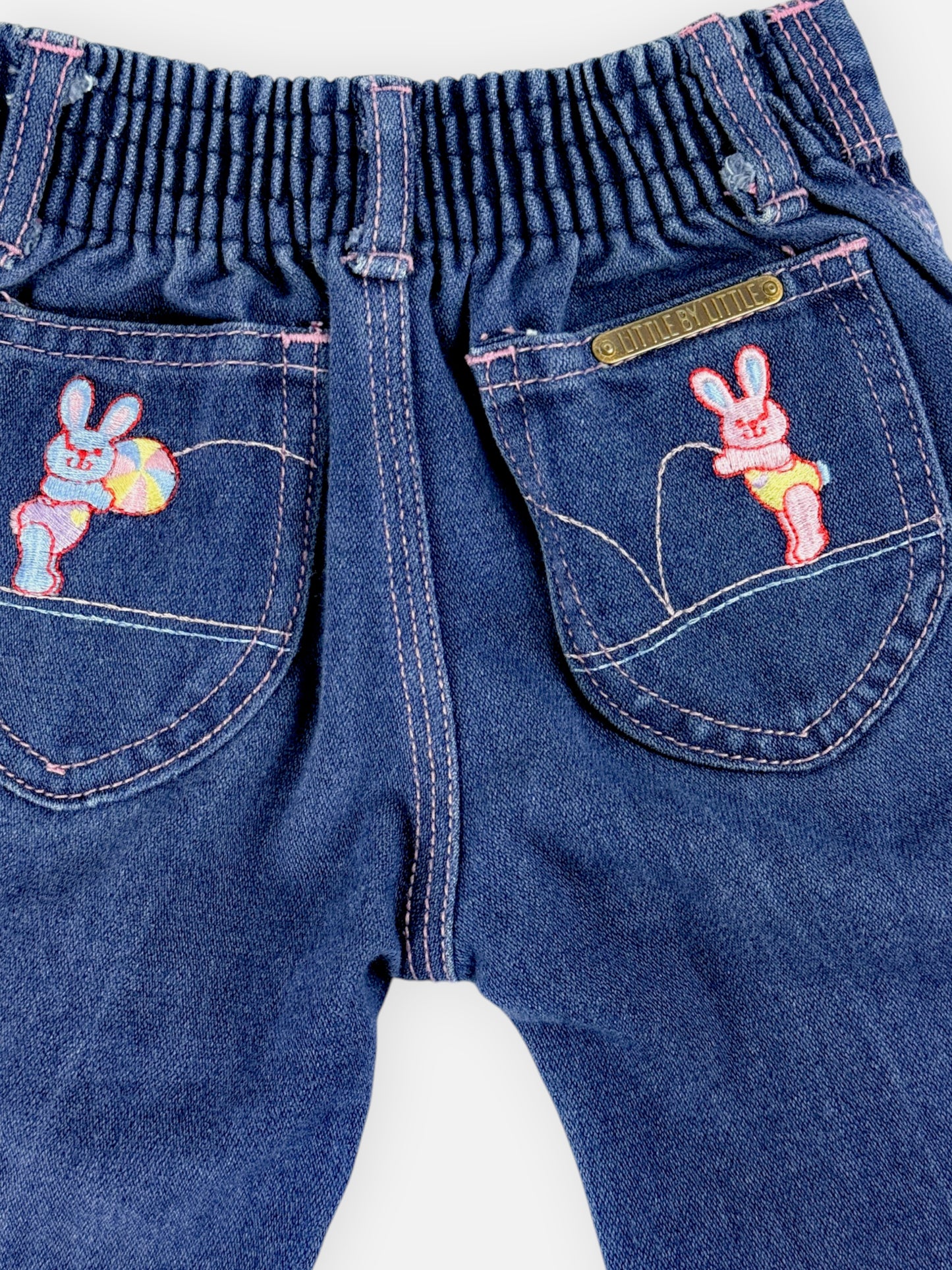 VINTAGE EMBROIDERED BUNNY JEANS - 12M