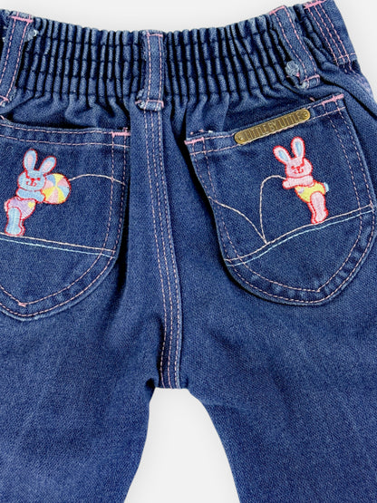 VINTAGE EMBROIDERED BUNNY JEANS - 12M