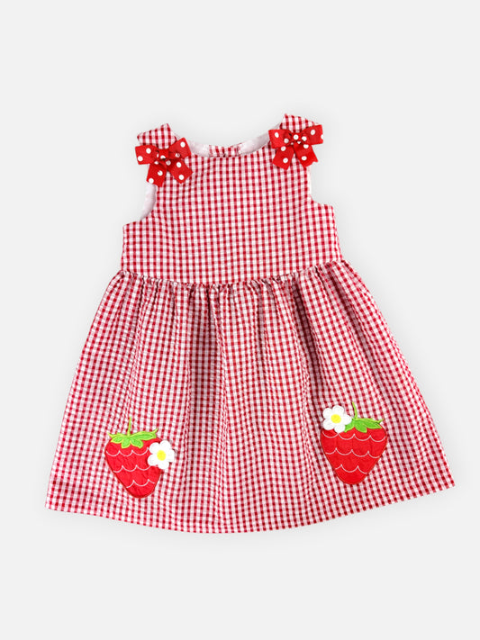GINGHAM STRAWBERRY DRESS - 3T