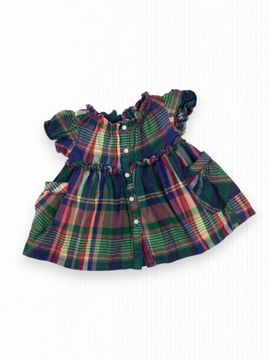 FALL PLAID BAY DRESS - NB