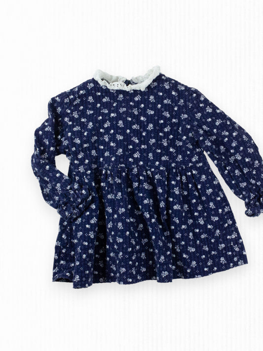 VINTAGE NAVY BLUE PRAIRIE TOP - 18M