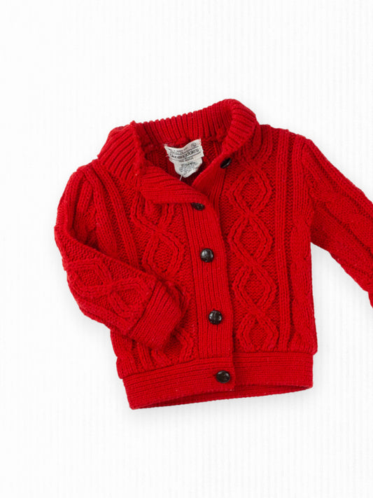 VINTAGE RED KNIT SWEATER - 18M