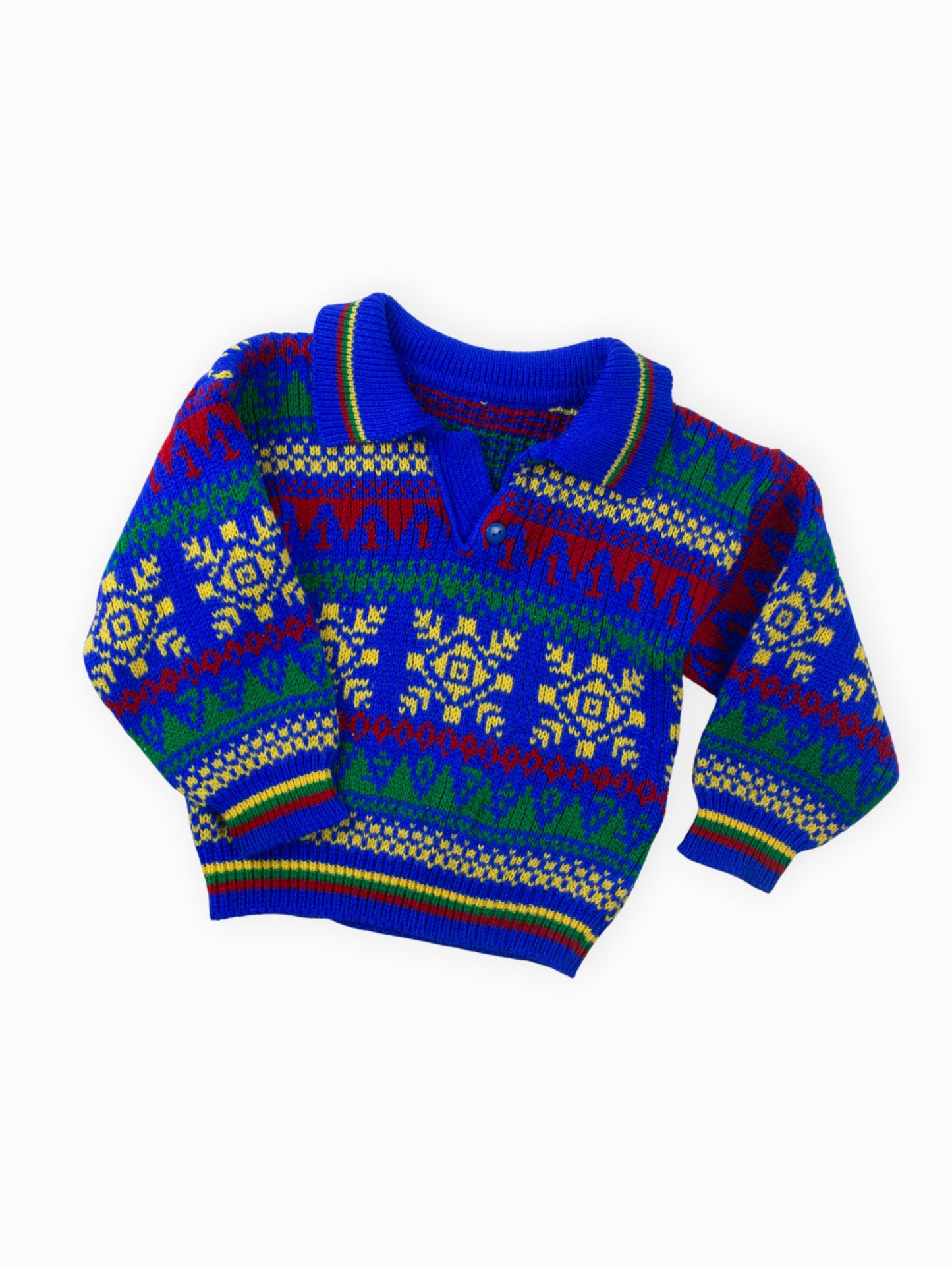 VINTAGE BLUE HOLIDAY SWEATER - 4T
