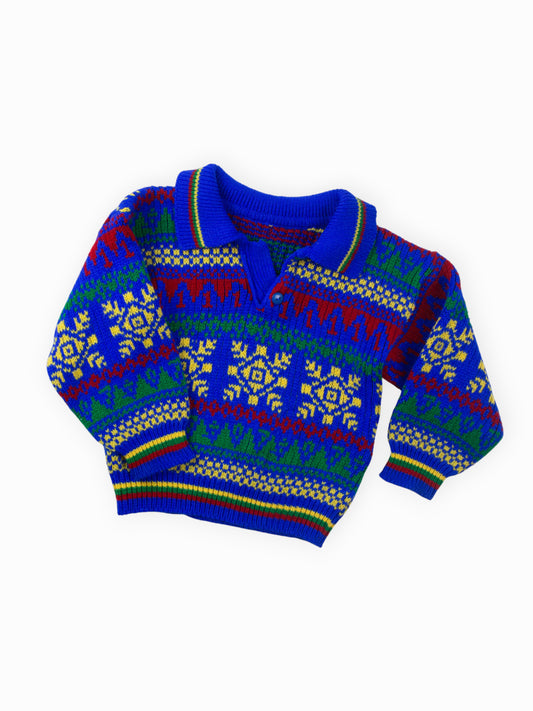 VINTAGE BLUE HOLIDAY SWEATER - 4T