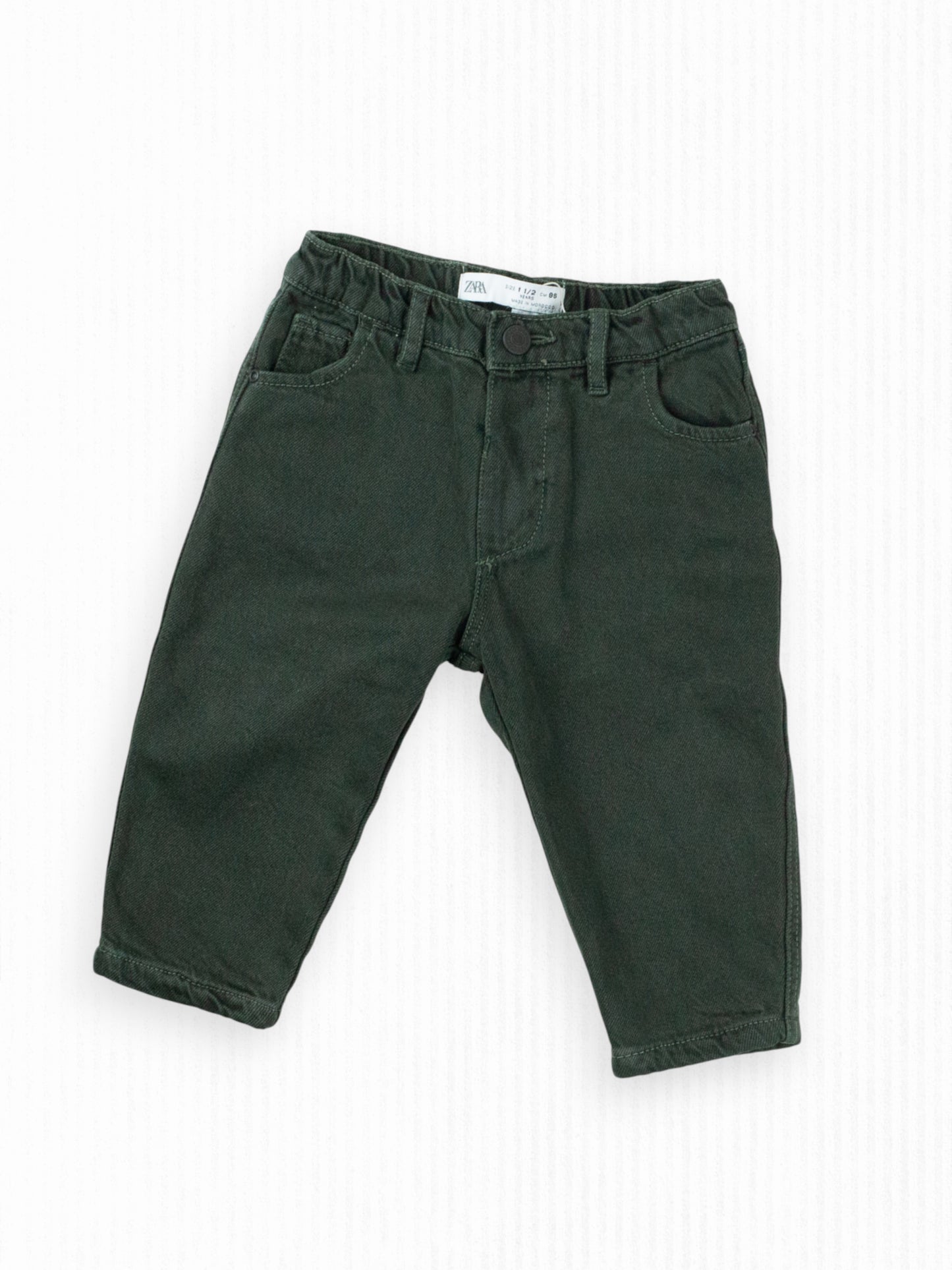 FOREST GREEN DENIM PANTS - 18M