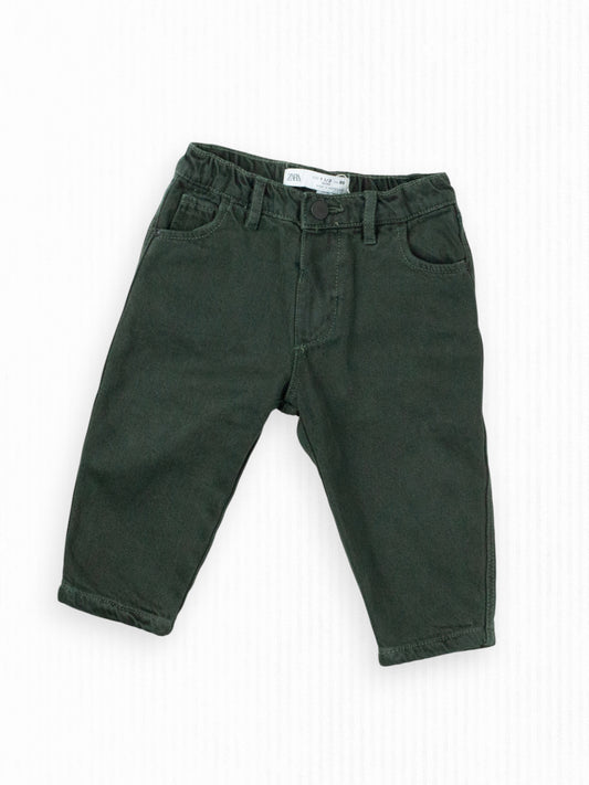 FOREST GREEN DENIM PANTS - 18M