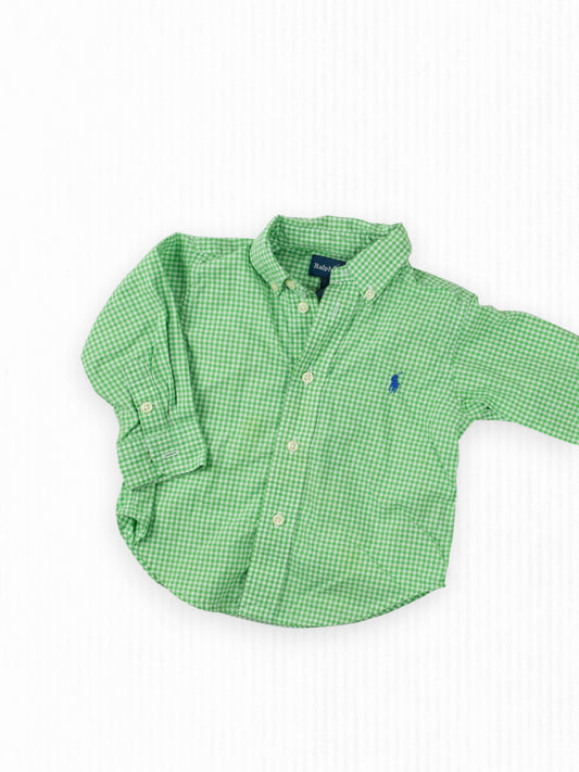 GREEN RALPH LAUREN BUTTON-UP - 12M