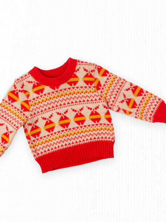 VINTAGE VIVID RED SWEATER - 12M