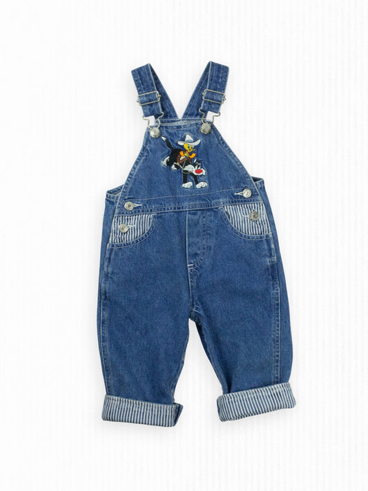 VINTAGE WARNER BROS BABY OVERALLS - 12M