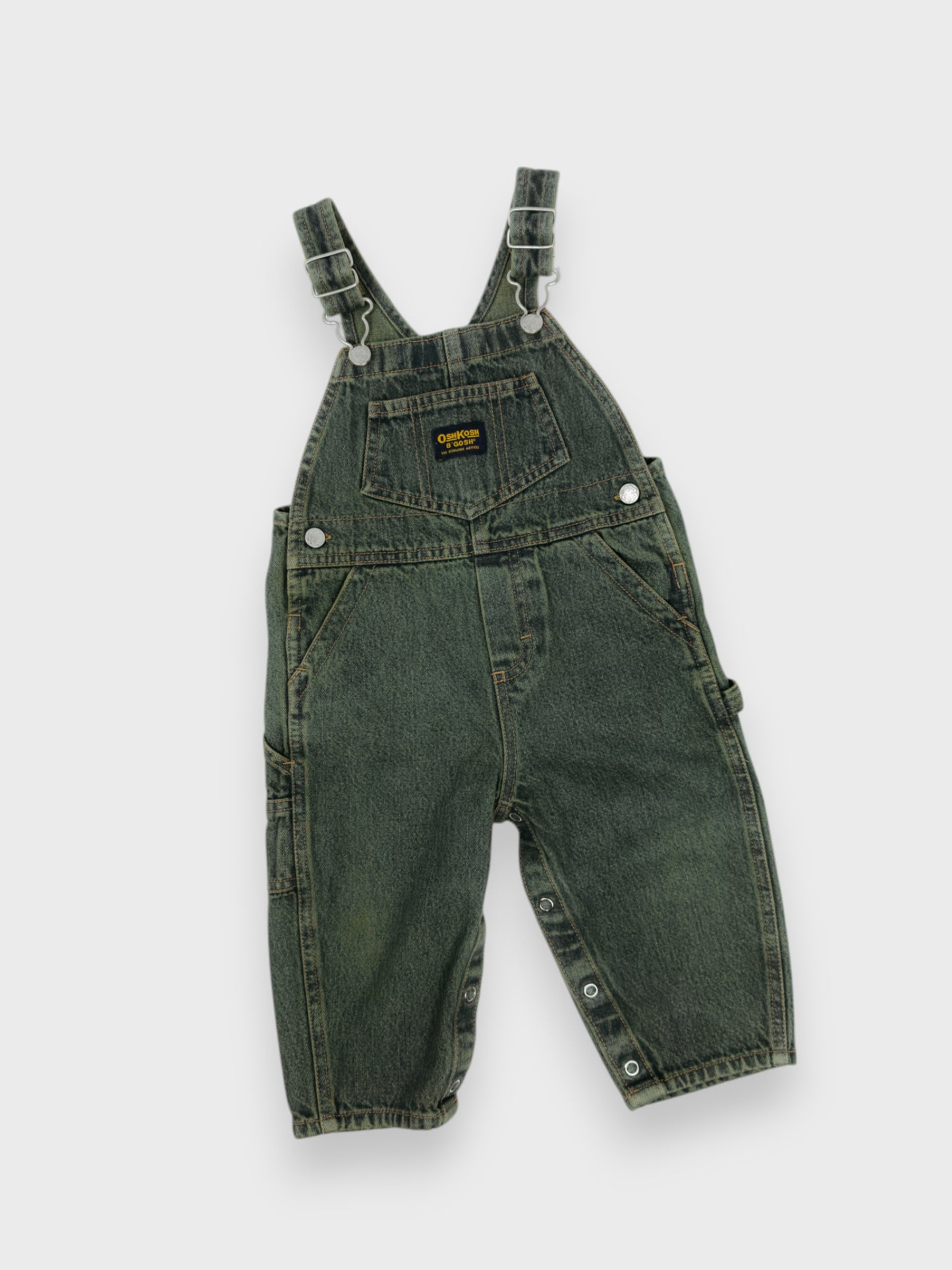 GREEN WASH OSH KOSH OVERALLS - 18M
